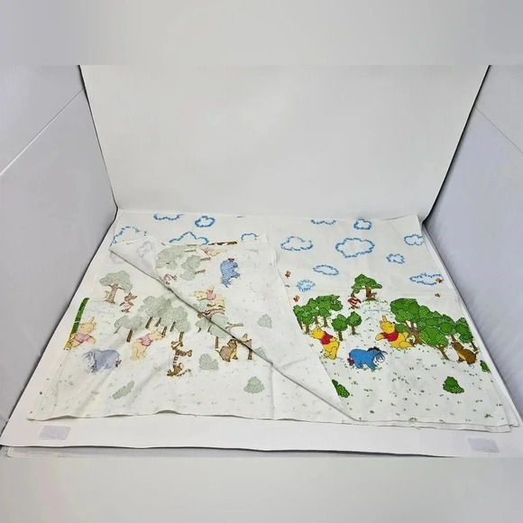 Vintage Winnie The Pooh 100 Acre Wood Print Flannel Receiving Blanket 28”x40” - Picture 5 of 6